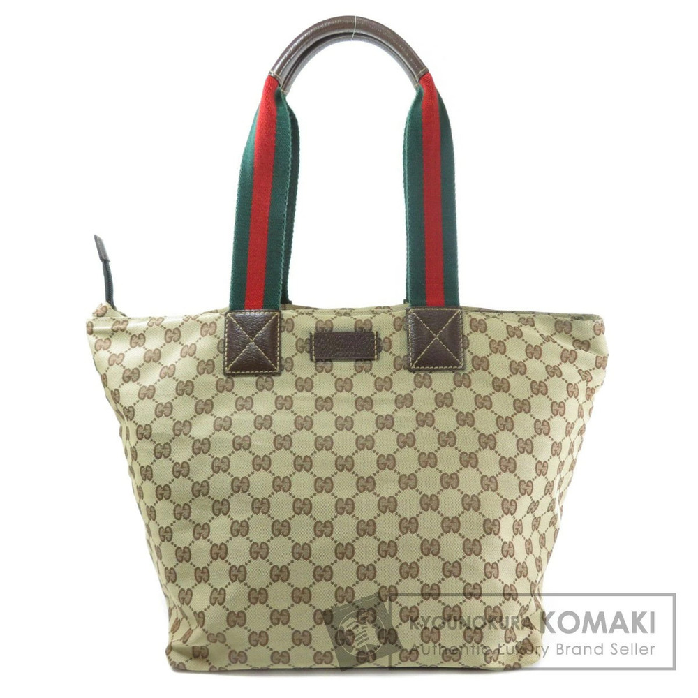 Gucci GG Canvas Sherry Line Tote Bag web Brown